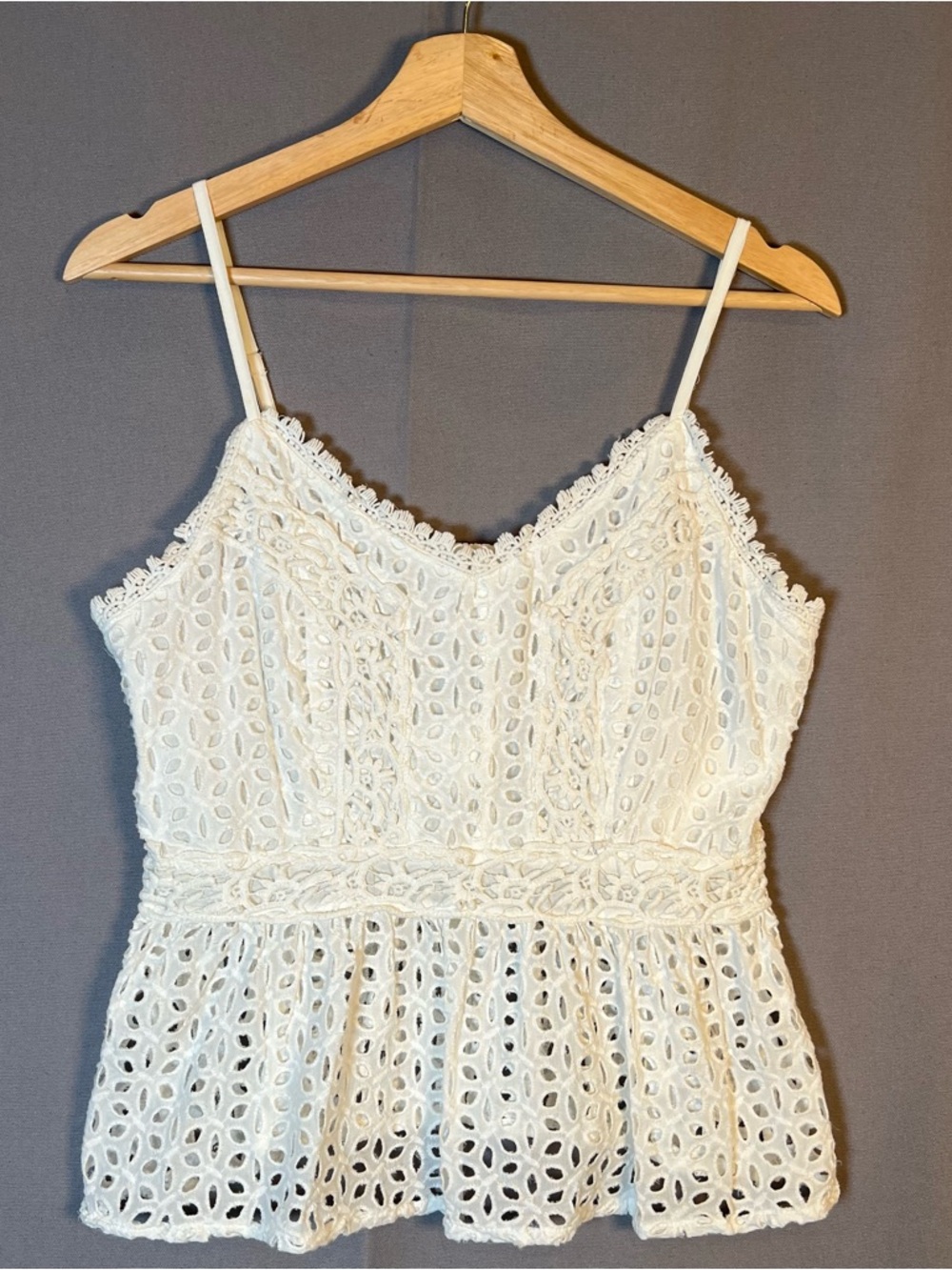 Japna White Eyelet Lace Strapless Peplum Top SzM Boho Couqette Cottagecore NWT